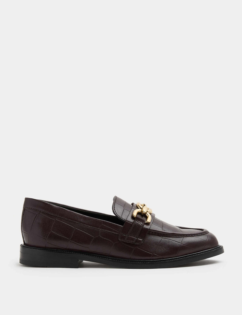 M&S leather croc trim women's flat loafers size 4, UK version