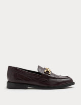 M&S Leather Croc Trim Flat Loafers Women's Size 4