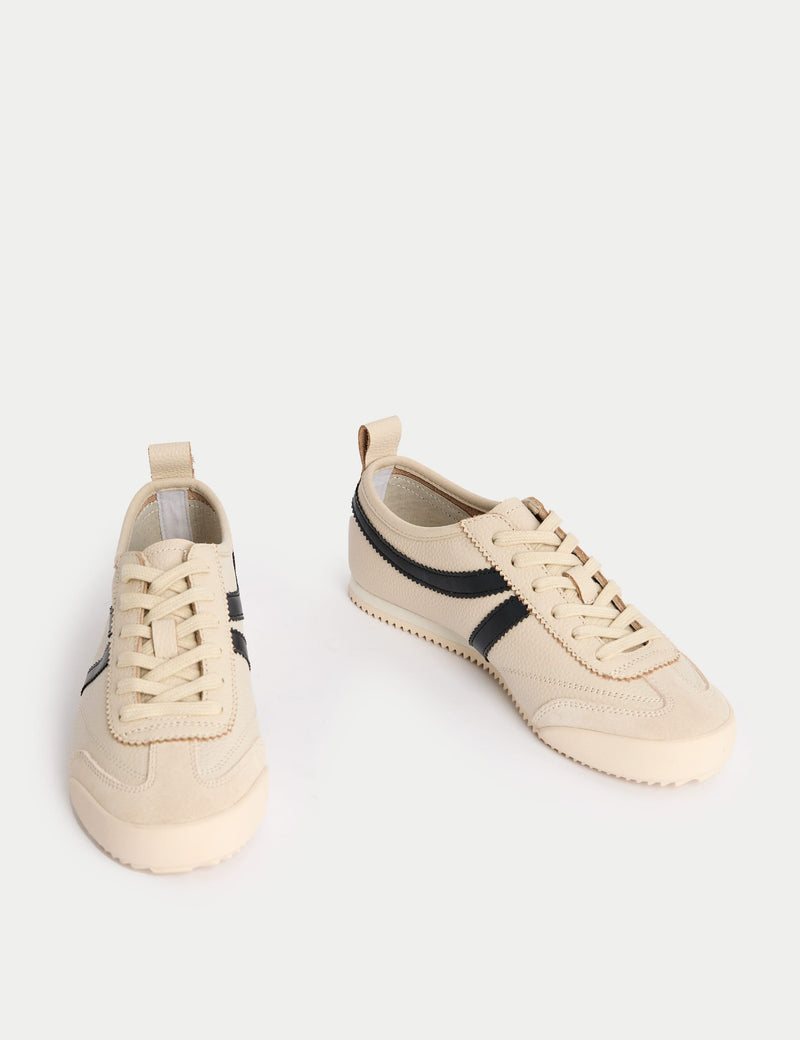 M&S leather stripe trainers with contrast stripe, UK version
