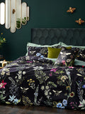Wylder Black Midnight Bee Velvet Duvet Cover and Pillowcase Set (British brand)