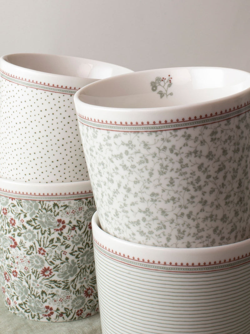 Laura Ashley Green Bone China Set of 4 Mug Sets