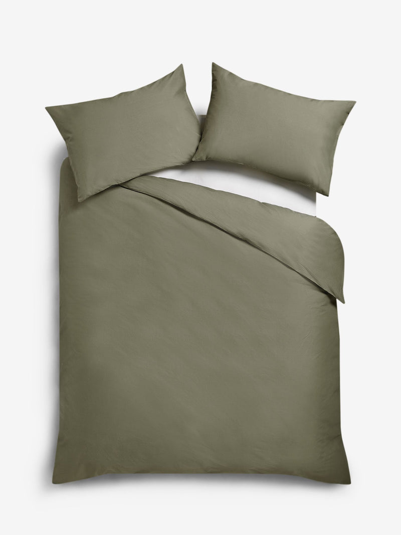 Green olive duvet cover and pillowcase set, UK version