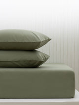 Green Olive Cotton Rich Deep Fitted Bed Sheet
