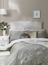 Laura Ashley Silver Steel Grey Reversible Sateen Pussy Willow Duvet Cover and Pillowcase Set