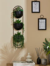Black Bronx Wall Planter with Artificial Plants Indoor Wall Planter 60cm Height