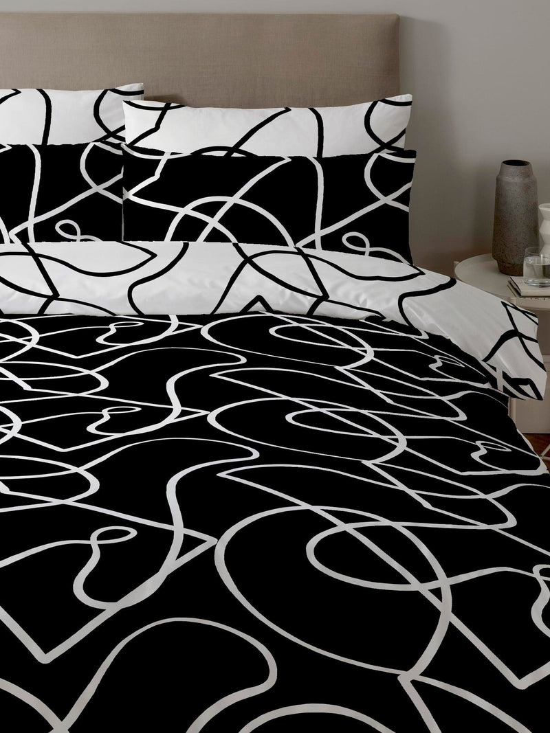 Copenhagen Home Monochrome Pablo duvet cover and pillowcase set - British product