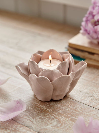 Shabby Chic Pink Ceramic Tealight Candle Holder
