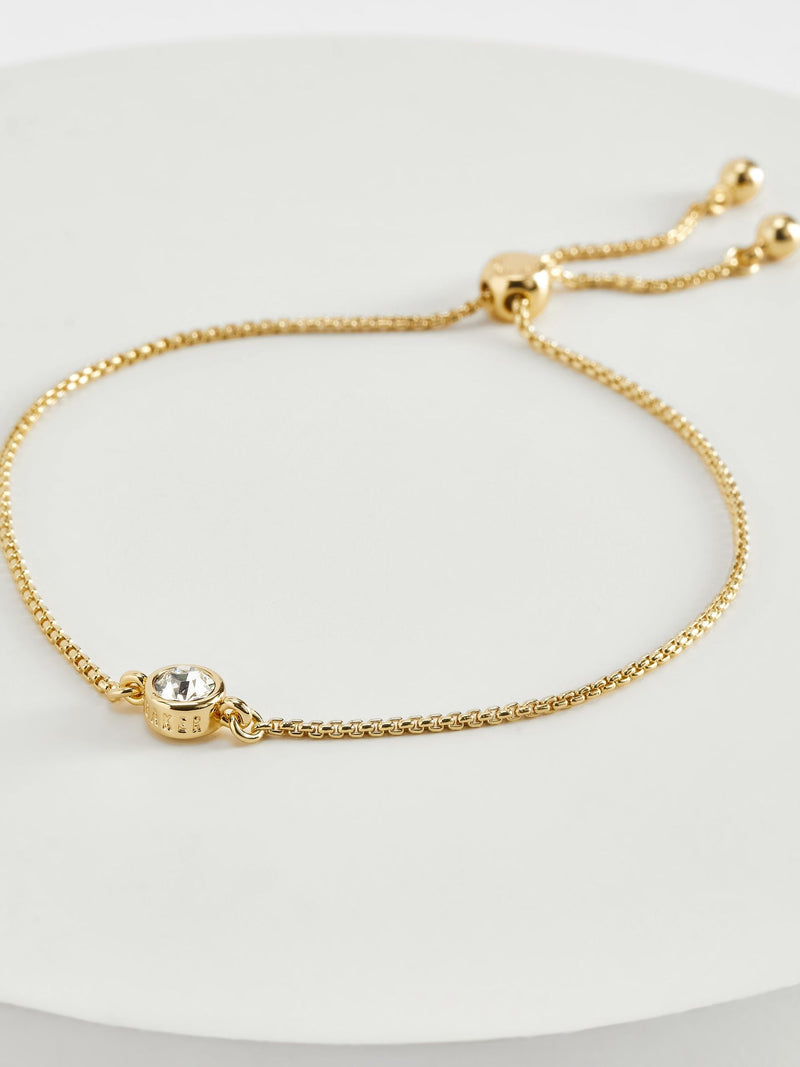 Ted Baker gold tone clear crystal drawstring adjustable bracelet 21cm (British brand)