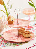 Pink two-tier flower cake stand imported from the UK