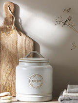 Natural Country Badge Treat Storage Jar Black Stoneware Kitchen 20cm