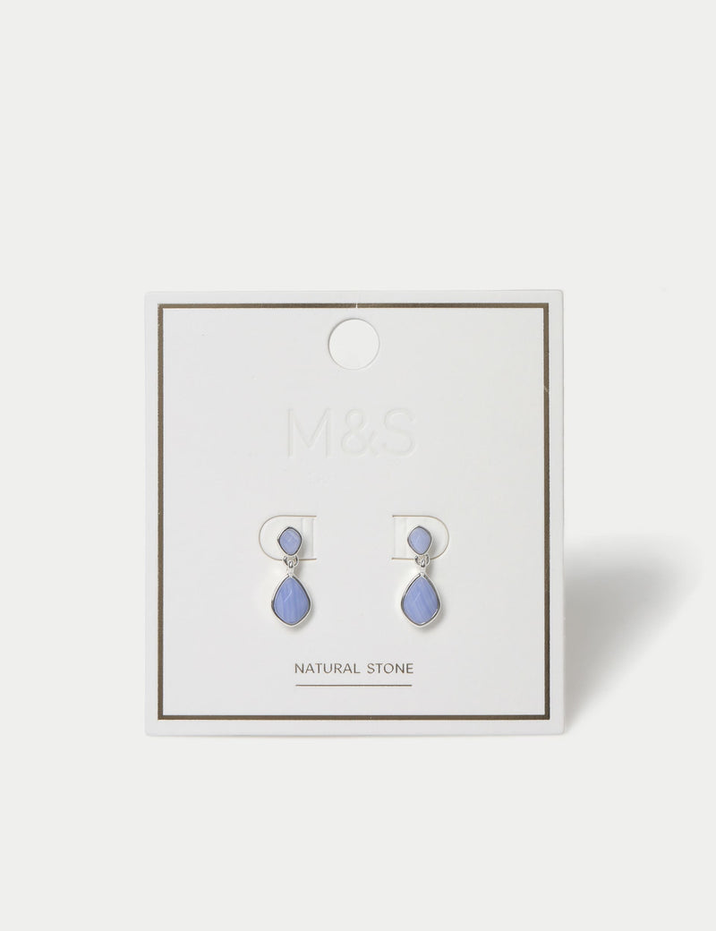 M&S Collection blue lace agate earrings 19mm length, imported from the UK