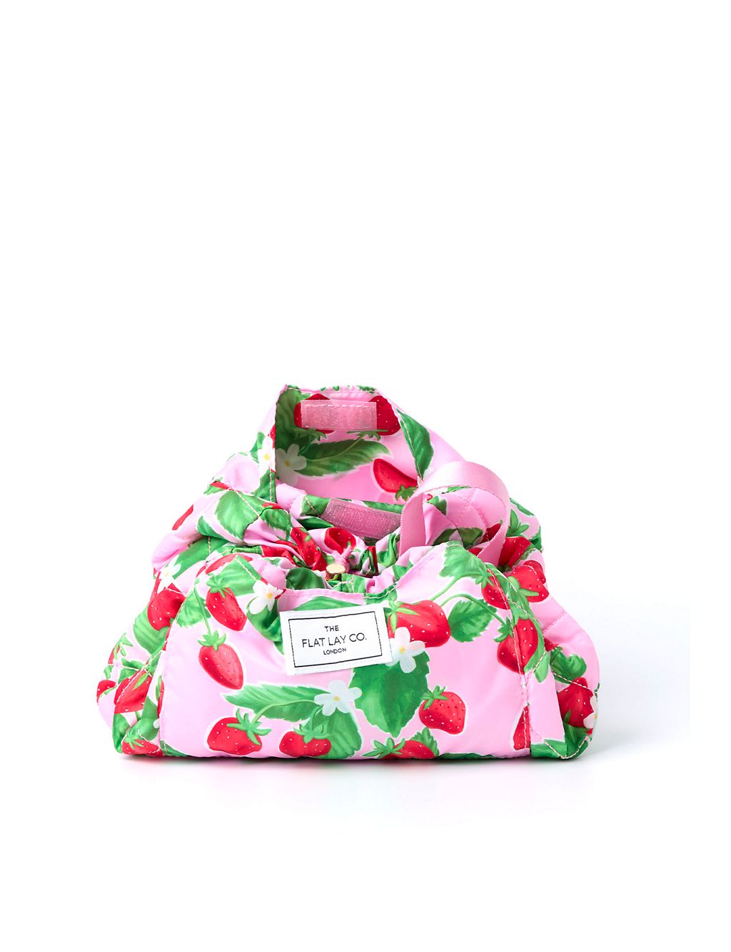 The Flat Lay Co. Drawstring Makeup Bag in Summer Strawberries GOODS M&S