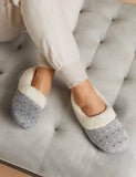 Jones Bootmaker polka dot faux fur lined slippers, imported from the UK