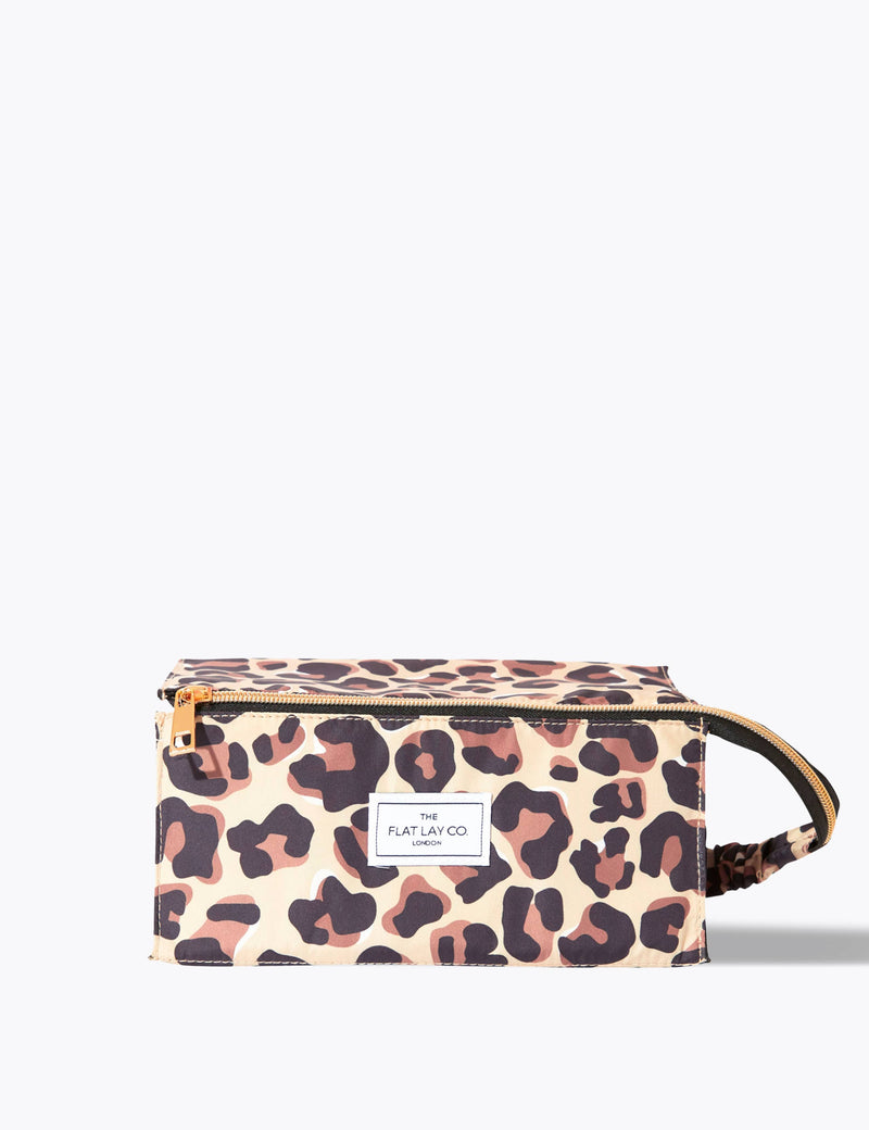 The Flat Lay Co. leopard print makeup box bag, imported from the UK