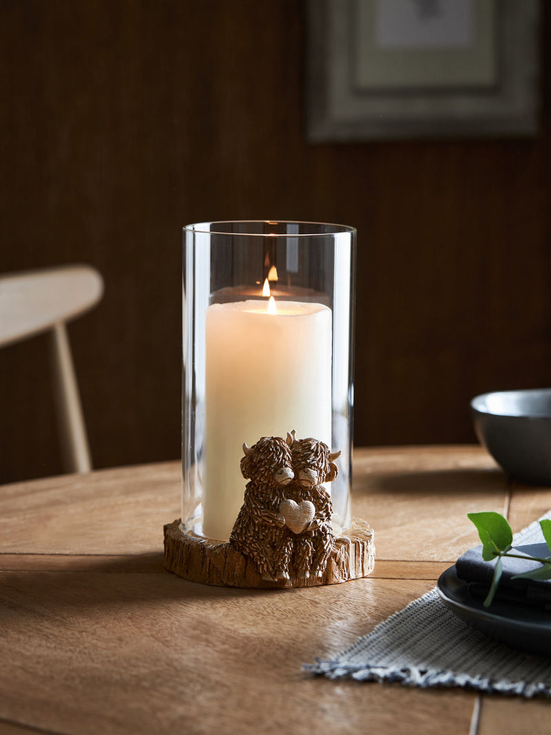 Natural Hamish The Highland Cow Hurricane Candle Holder