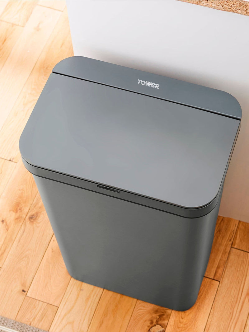 Tower grey rectangular sensor bin 50L (British brand)