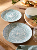 Teal blue Tuscany stoneware dinner set 12 piece (British brand)