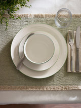 Sage Green Rim 12 Piece Porcelain Dinner Set