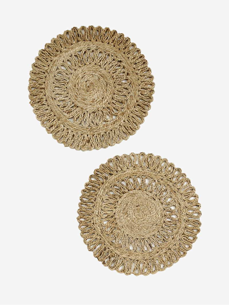 Natural jute woven placemats set of 2, imported from the UK