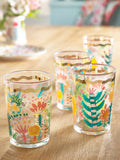 Lucy Tiffney floral gold rim tumbler glasses set of 4, UK version