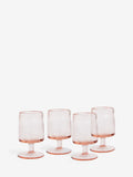 French Connection Set of 4 Terracotta Pink Handmade Bubble Wine Glasses