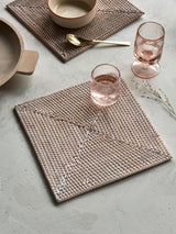 French Connection White Rattan Hand Woven Placemat 32cm x 32cm
