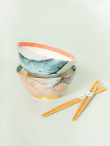 Yvonne Ellen Bone China Rice Bowl Set with Noodle Bowl and Chopsticks