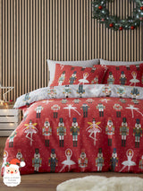 Fusion Red Nutcracker Christmas Duvet Cover Set