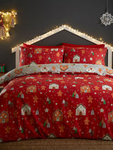 Bedlam Grey Gingerbread House Reversible Christmas Duvet Cover Set