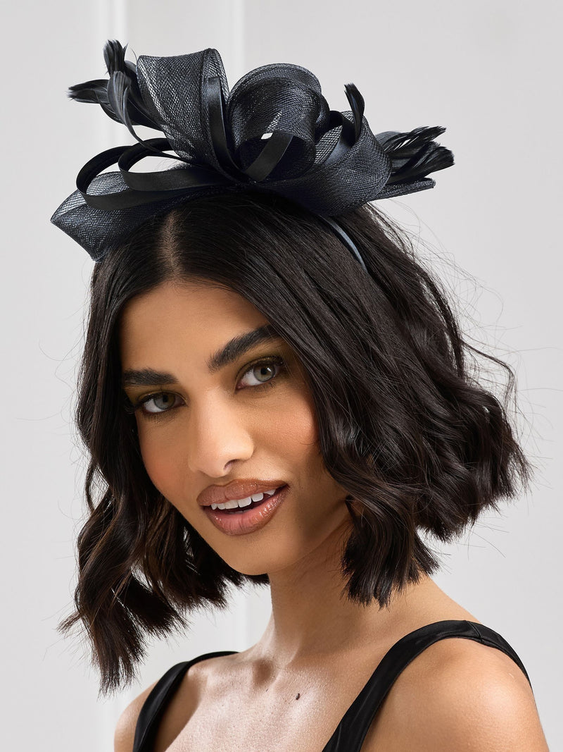 Jon Richard black medium fascinator headband, UK version