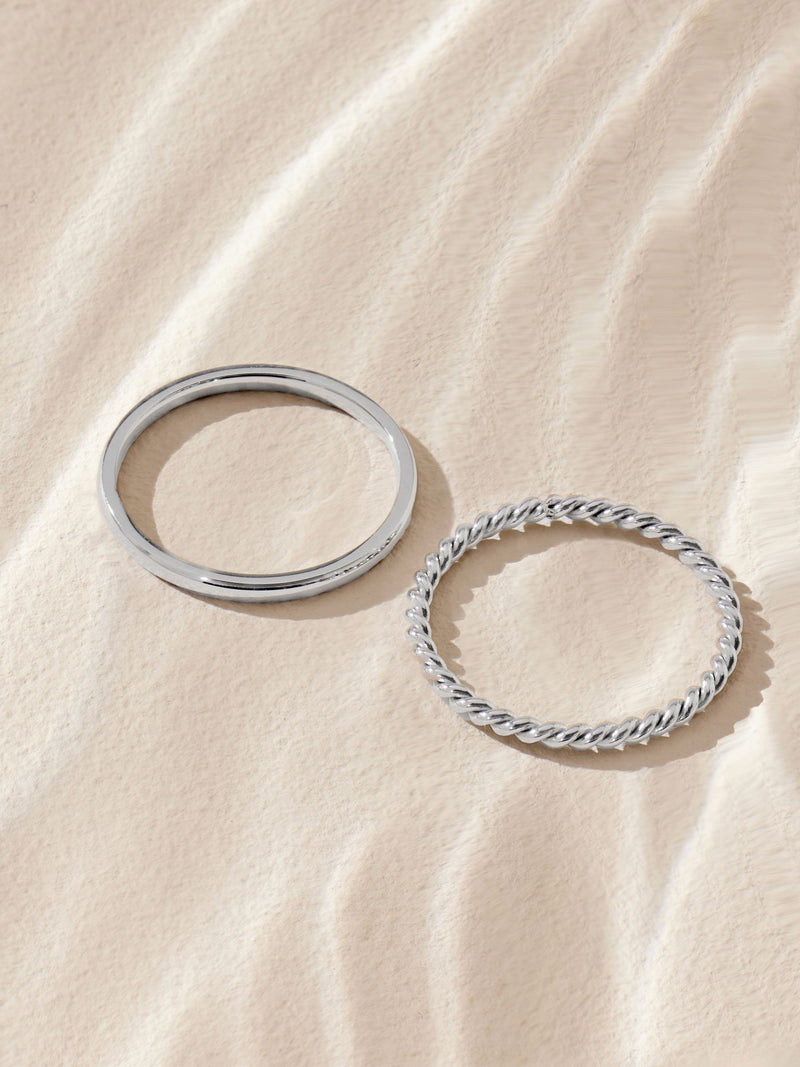 Stainless steel delicate rings silver tone set of 2 (British brand)