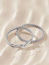 Stainless Steel Delicate Rings Silver Tone Waterproof Set of 2