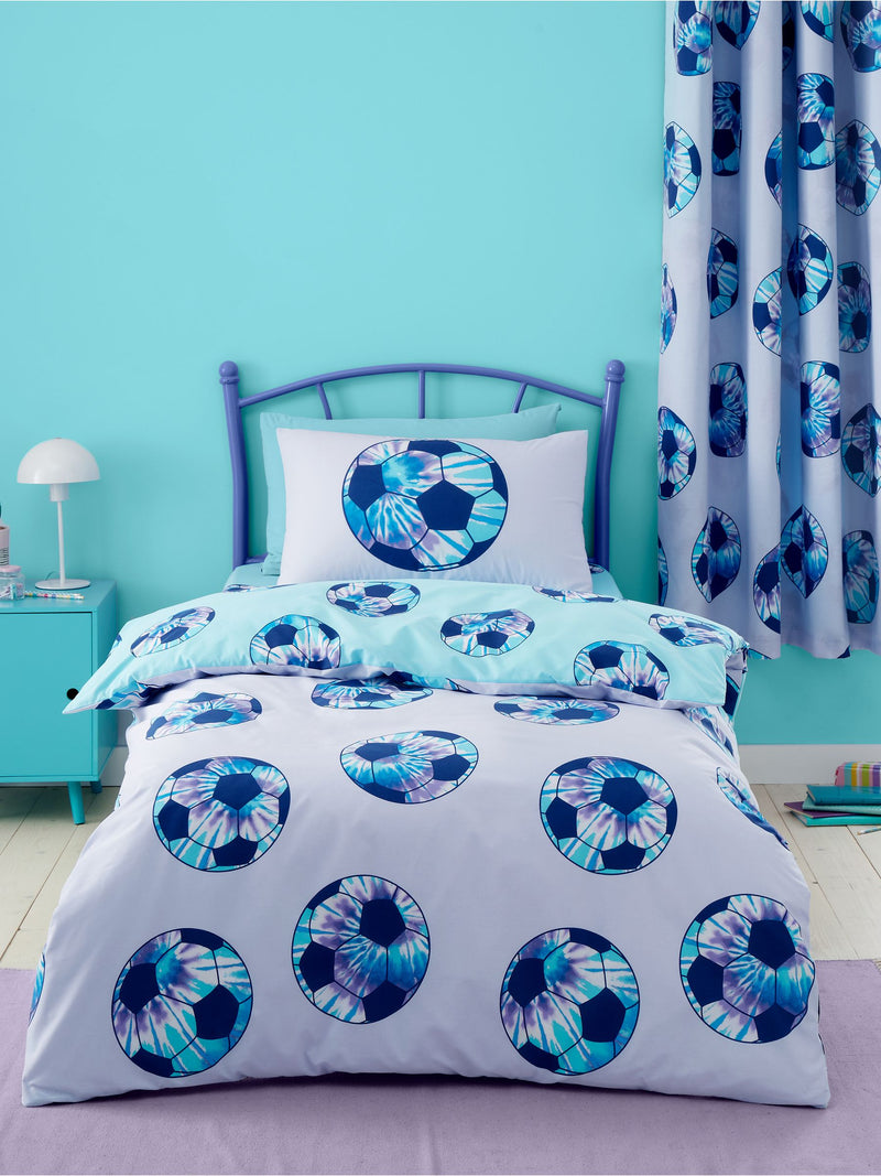 Catherine Lansfield lilac tie dye football reversible duvet cover set - British product