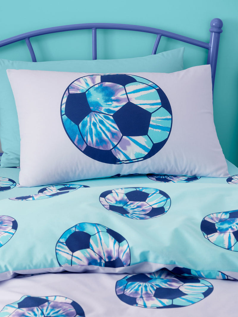 Catherine Lansfield lilac tie dye football reversible duvet cover set - British product