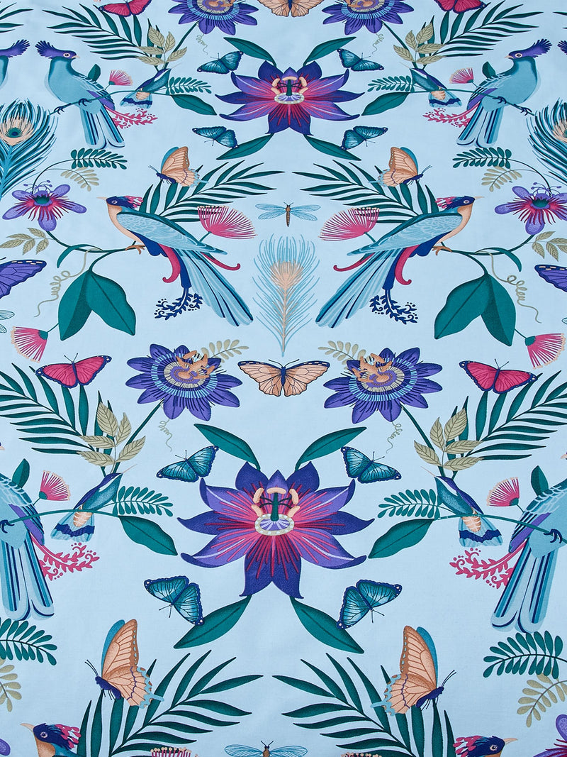 Catherine Lansfield Teal Blue Mya Tropical Floral Reversible Duvet Cover Set