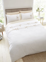 Catherine Lansfield White Milo Bow Duvet Cover Set