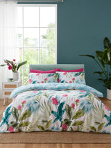 Catherine Lansfield Green Aruba Tropical Floral Reversible Duvet Cover Set