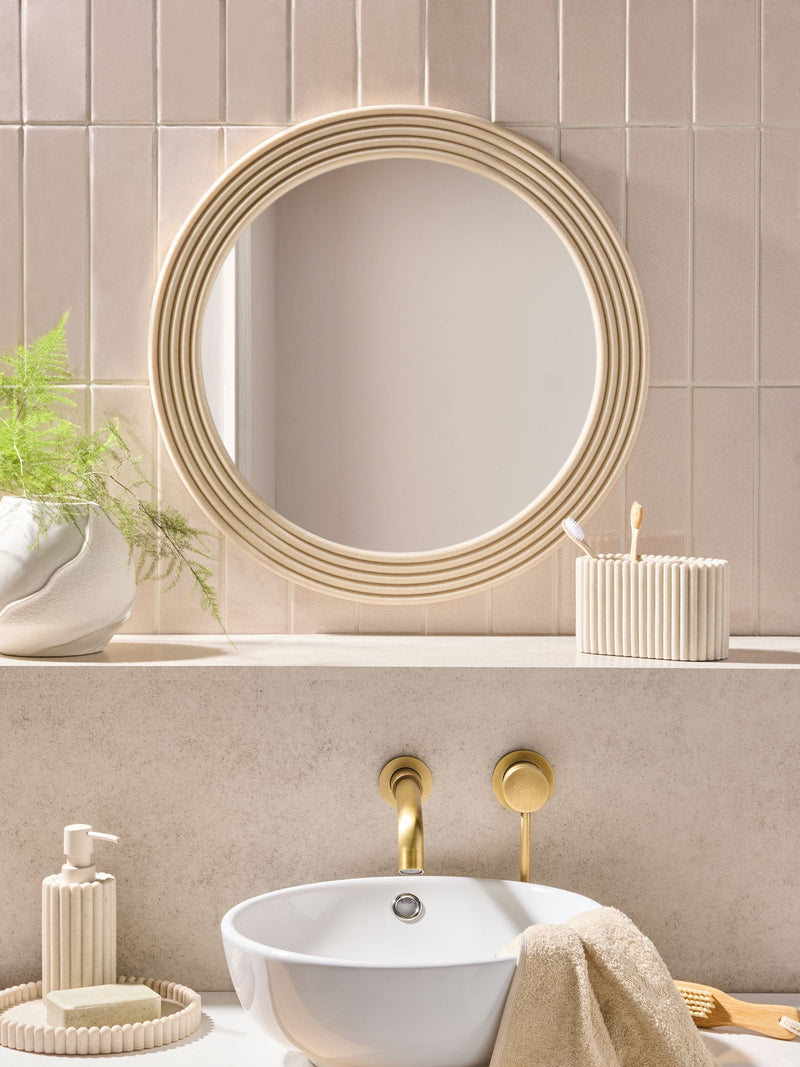 Natural Resin Ribbed Round Wall Mirror