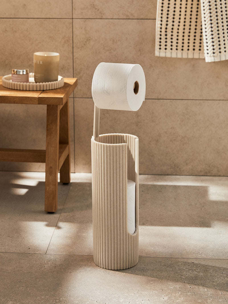 Natural Rib Toilet Roll Holder, imported from the UK