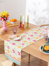 Furn Orange Honeysuckle Fabric Table Runner 180cm x 35cm