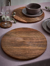 Set of 2 Natural Bronx Etched Wooden Placemats 32cm x 32cm