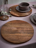 Set of 2 natural Bronx etched wooden placemats 32cm x 32cm (British brand)