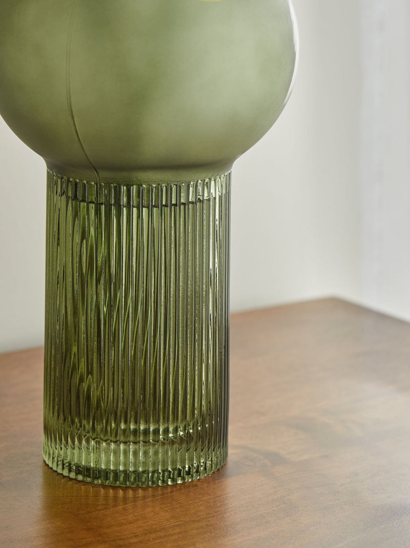 Clarke & Clarke Green Ribbed Round Vase