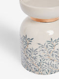 William Morris Cream Leaf Candle Holder Stoneware 14cm (British brand)