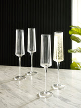 Clear Collins Champagne Flutes Glass Set of 4