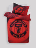 Manchester United red duvet cover and pillowcase set, imported from the UK