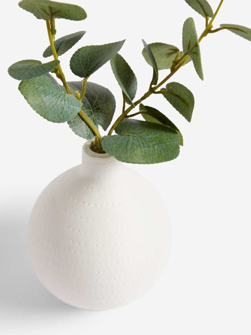 Artificial eucalyptus in white vase 25cm, UK version