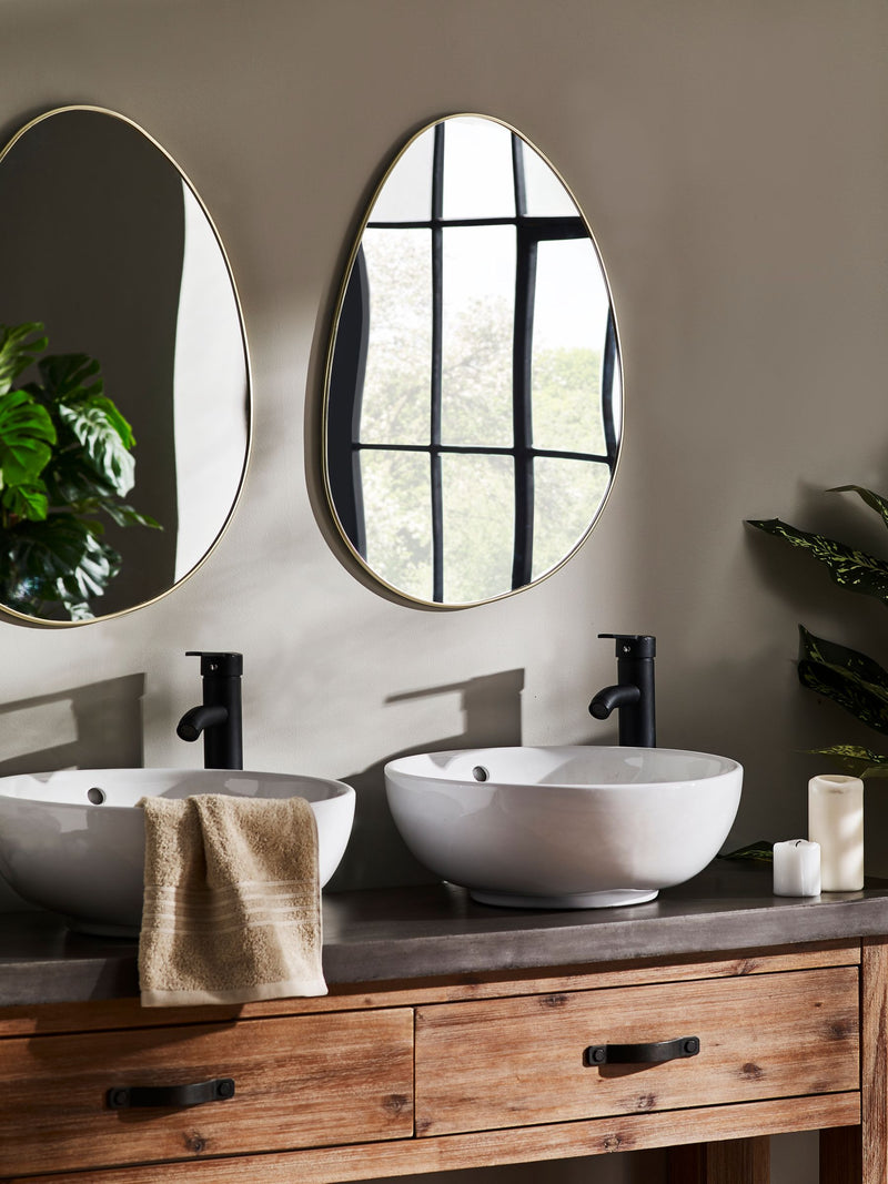 Gold pebble round bathroom wall mirror 62cm x 43.5cm - British product