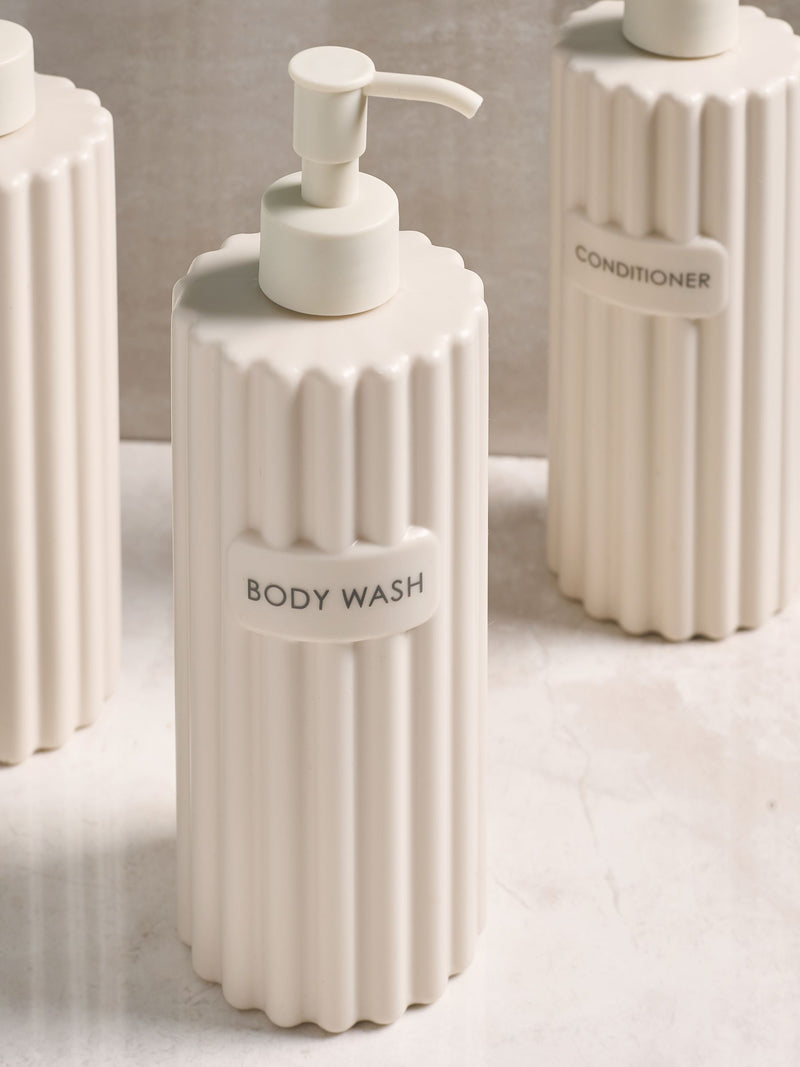 Natural rib refillable dispenser bottles set of 3, imported from the UK