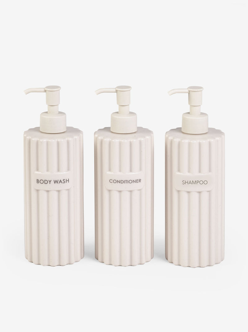 Natural rib refillable dispenser bottles set of 3, imported from the UK